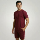 Basic Self Piping Co-Ord Set - Maroon