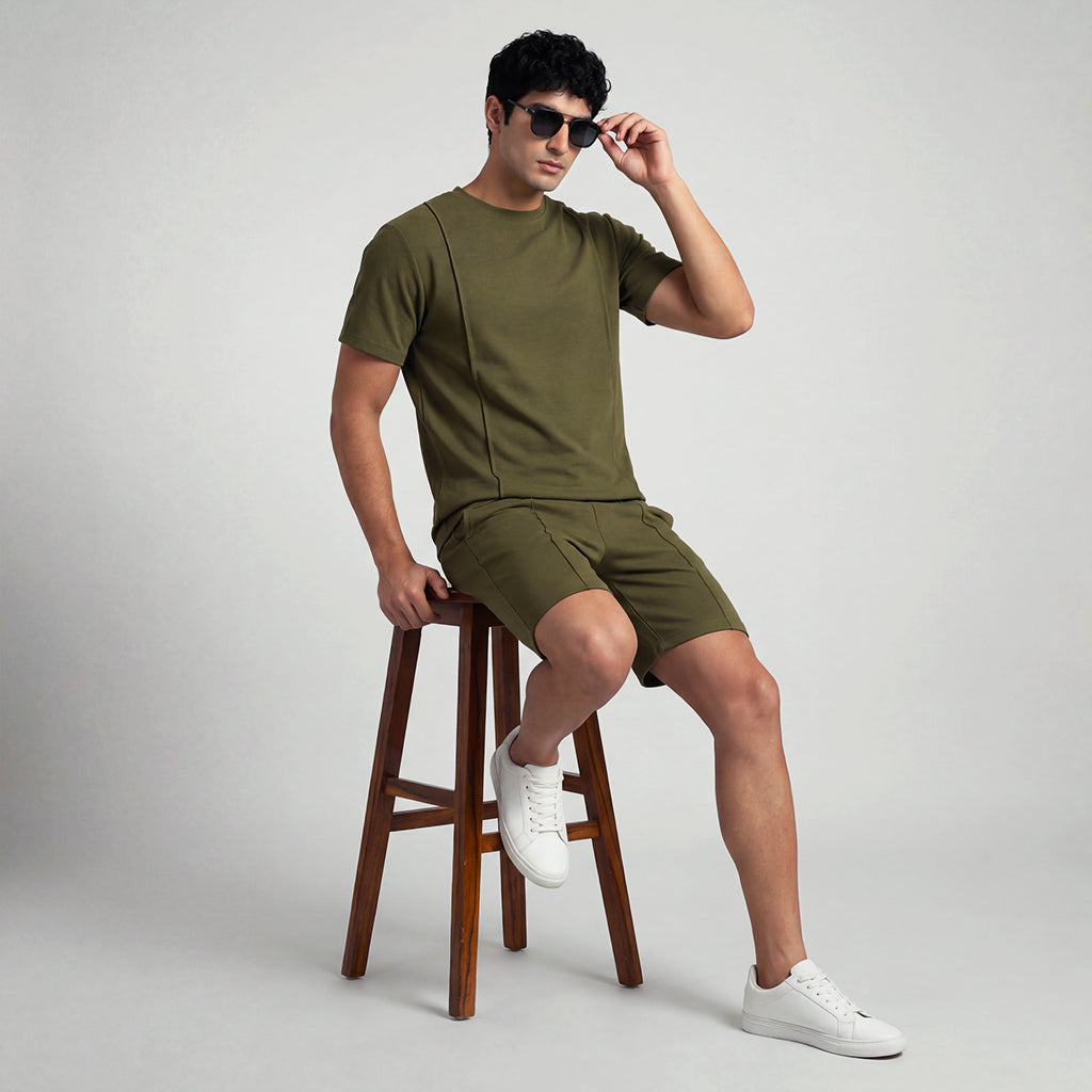 Basic Self Piping Co-Ord Set - Olive - Image 2