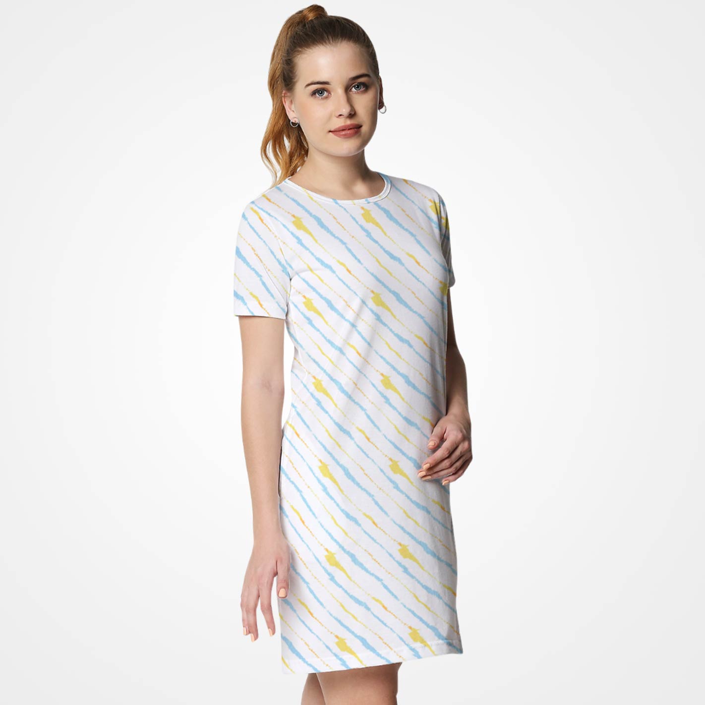 Batik Pattern Stripe T-Shirt Dress - Image 2