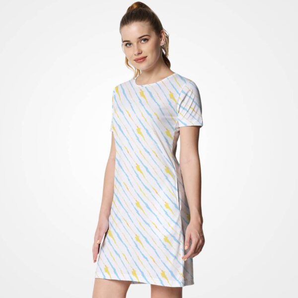 Batik Pattern Stripe T-Shirt Dress
