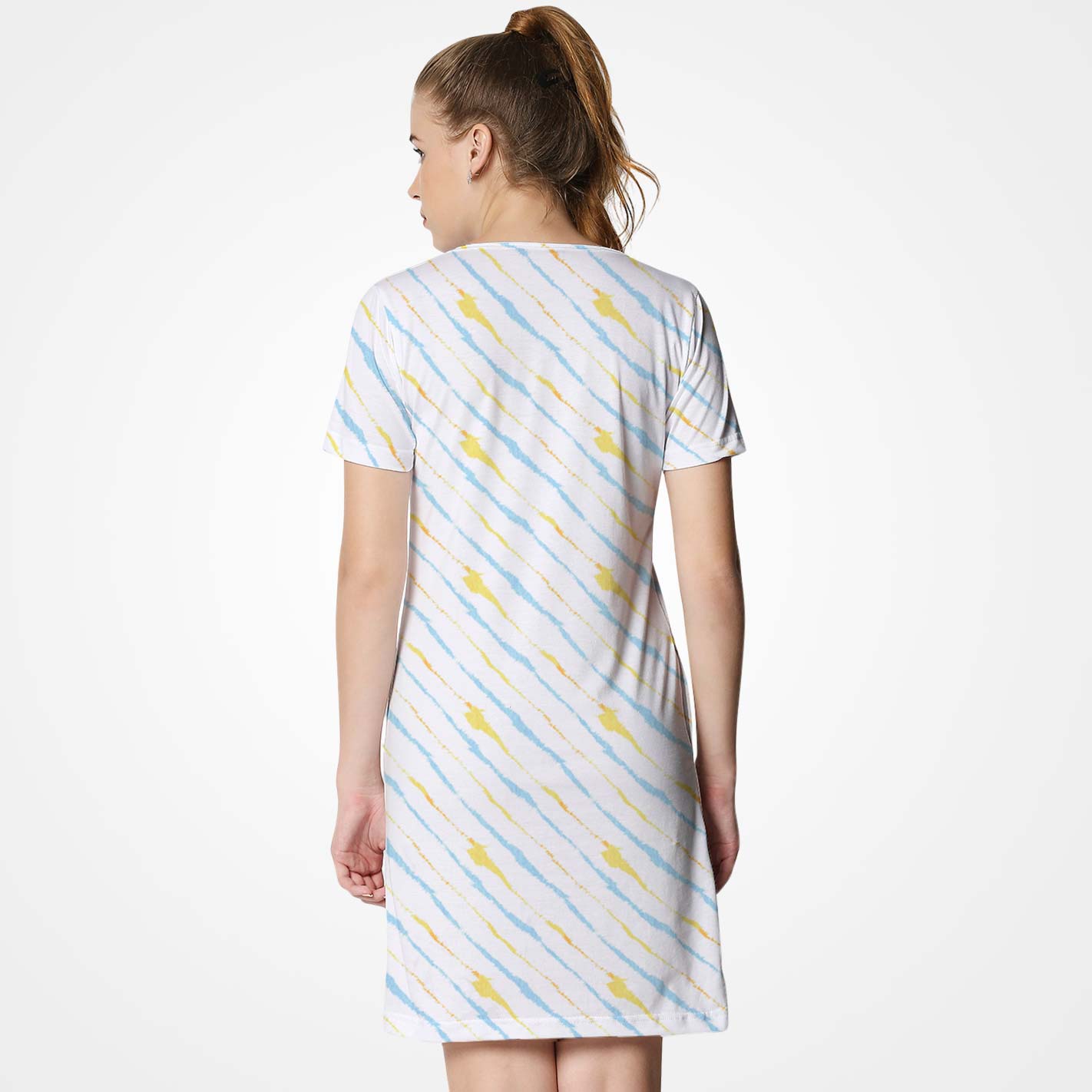 Batik Pattern Stripe T-Shirt Dress - Image 4