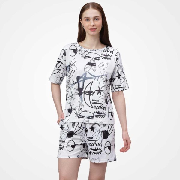 Black Doodle Women Co-Ord Set