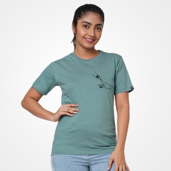 Cat Paw Touching Hand Women T-Shirt