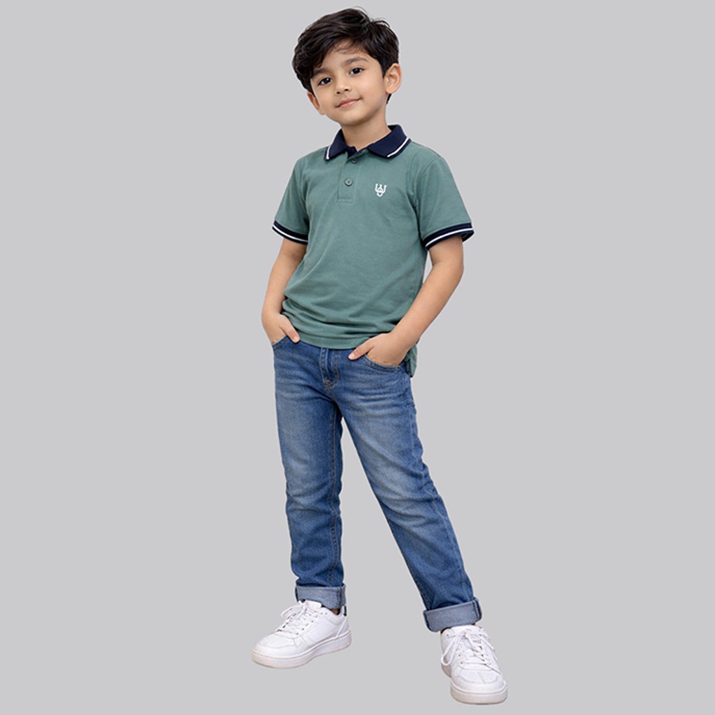 Kids Tipped Polo - Mint - Image 2