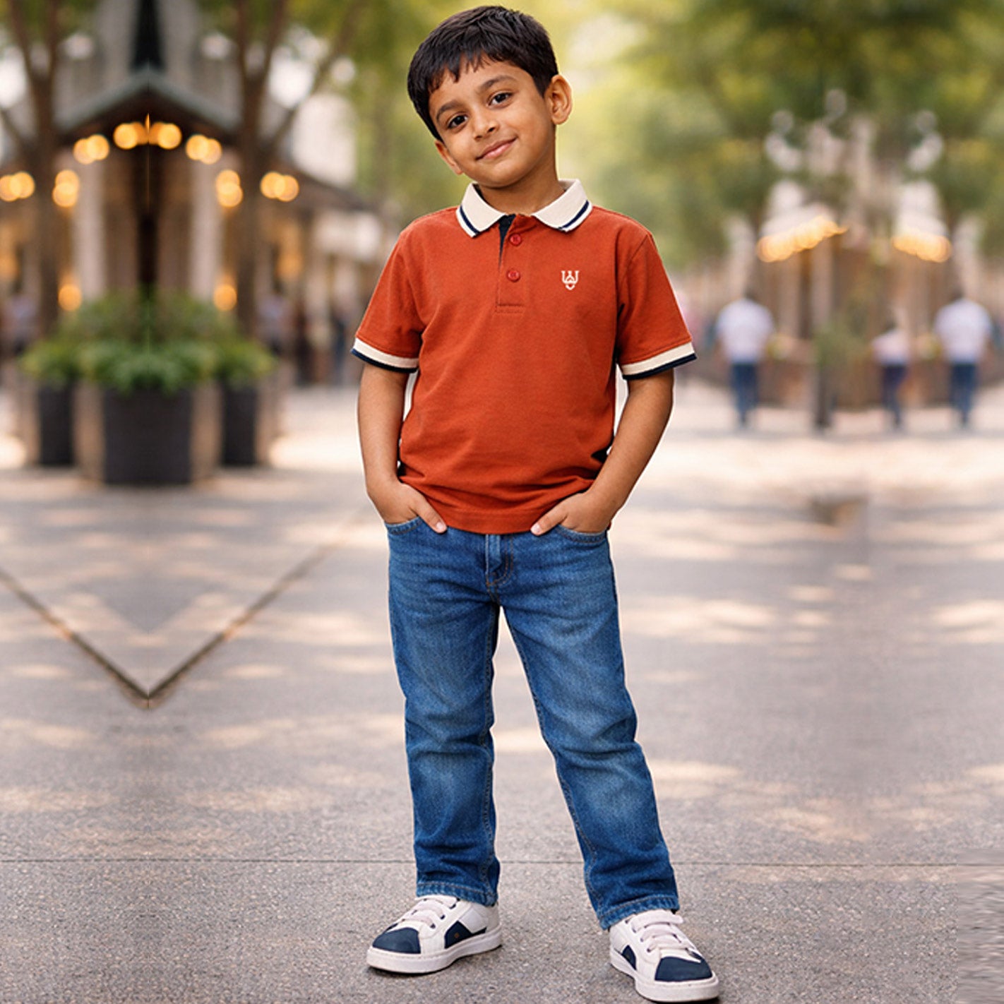 Kids Tipped Polo - Rust