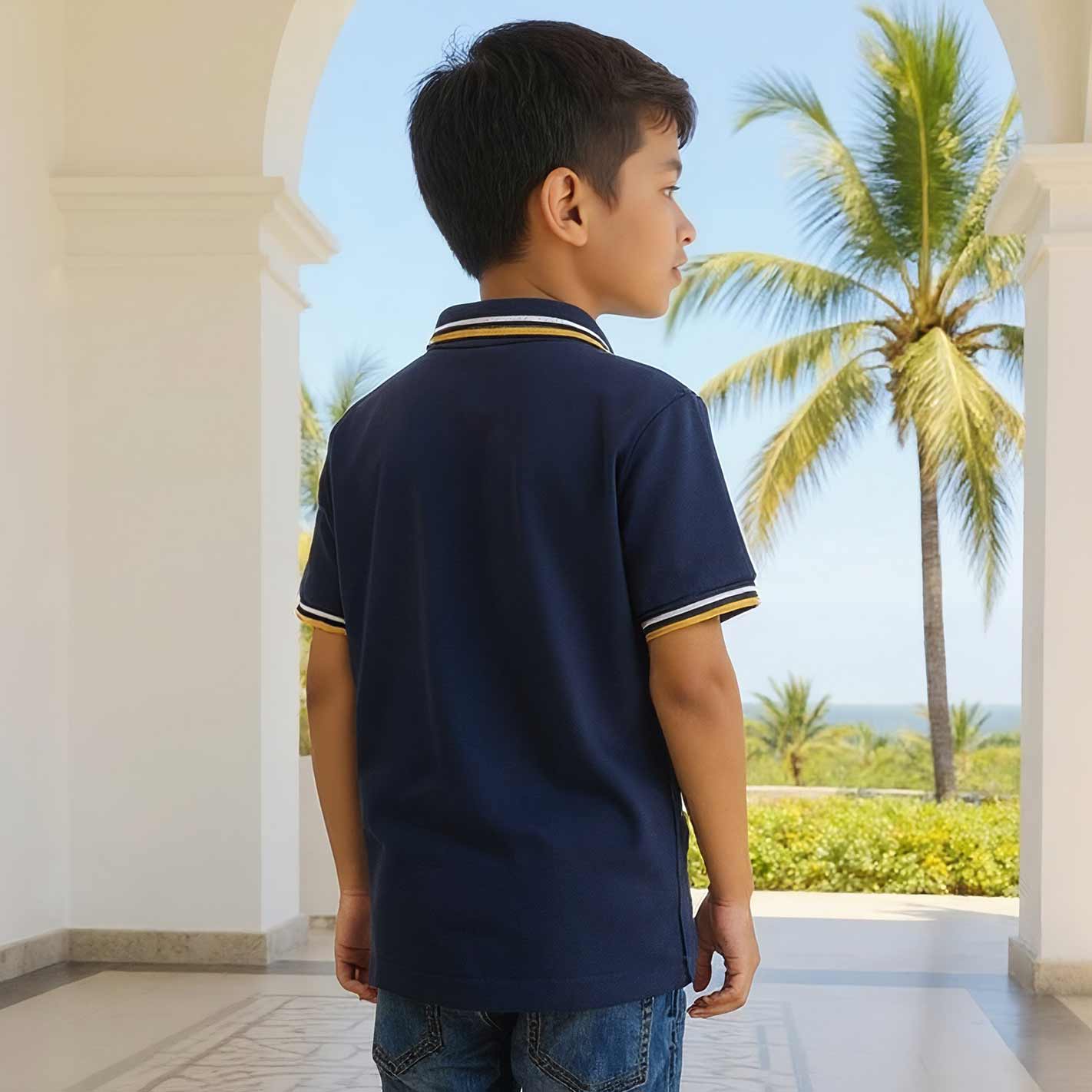 Kids Solid Polo - Navy - Image 4