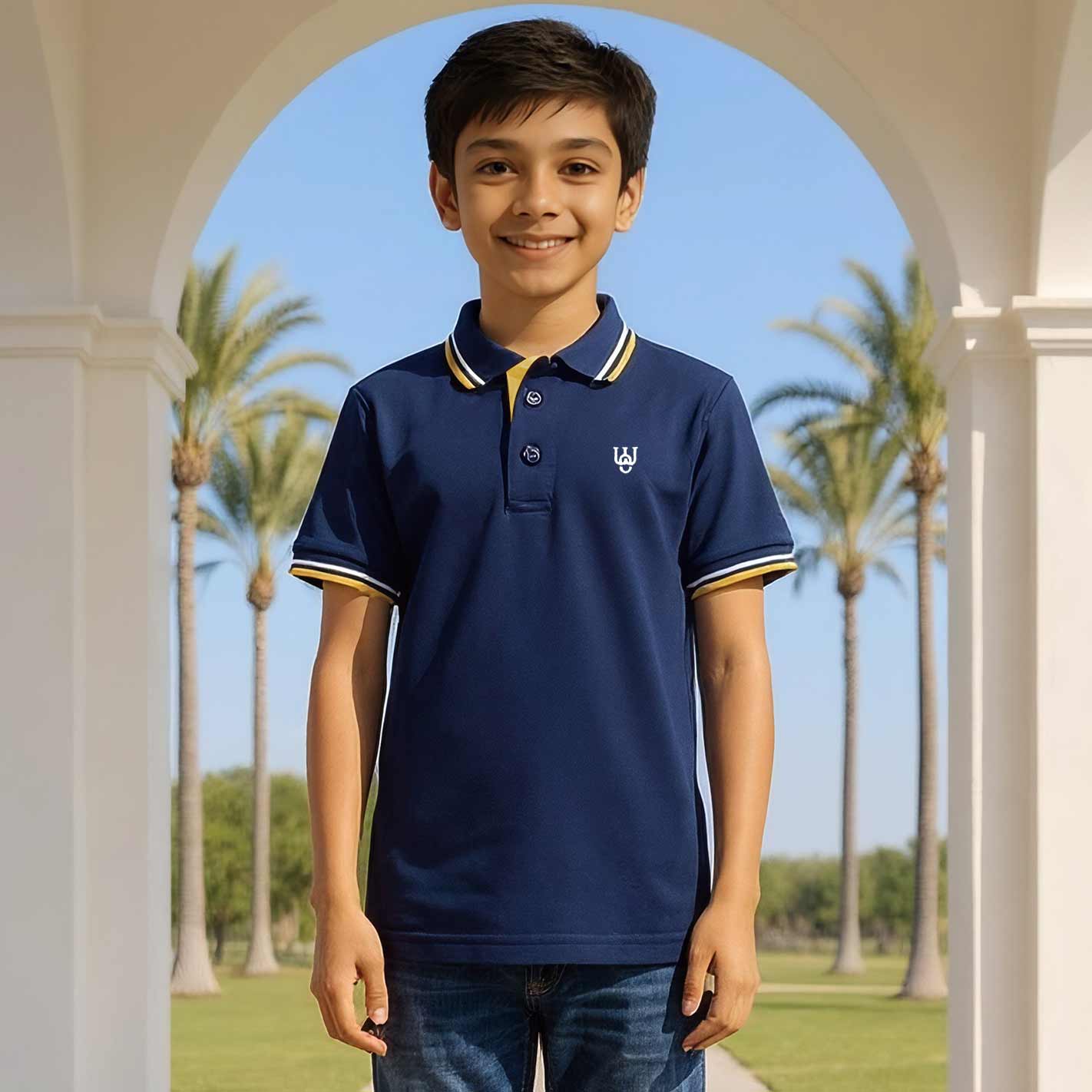 Kids Solid Polo - Navy