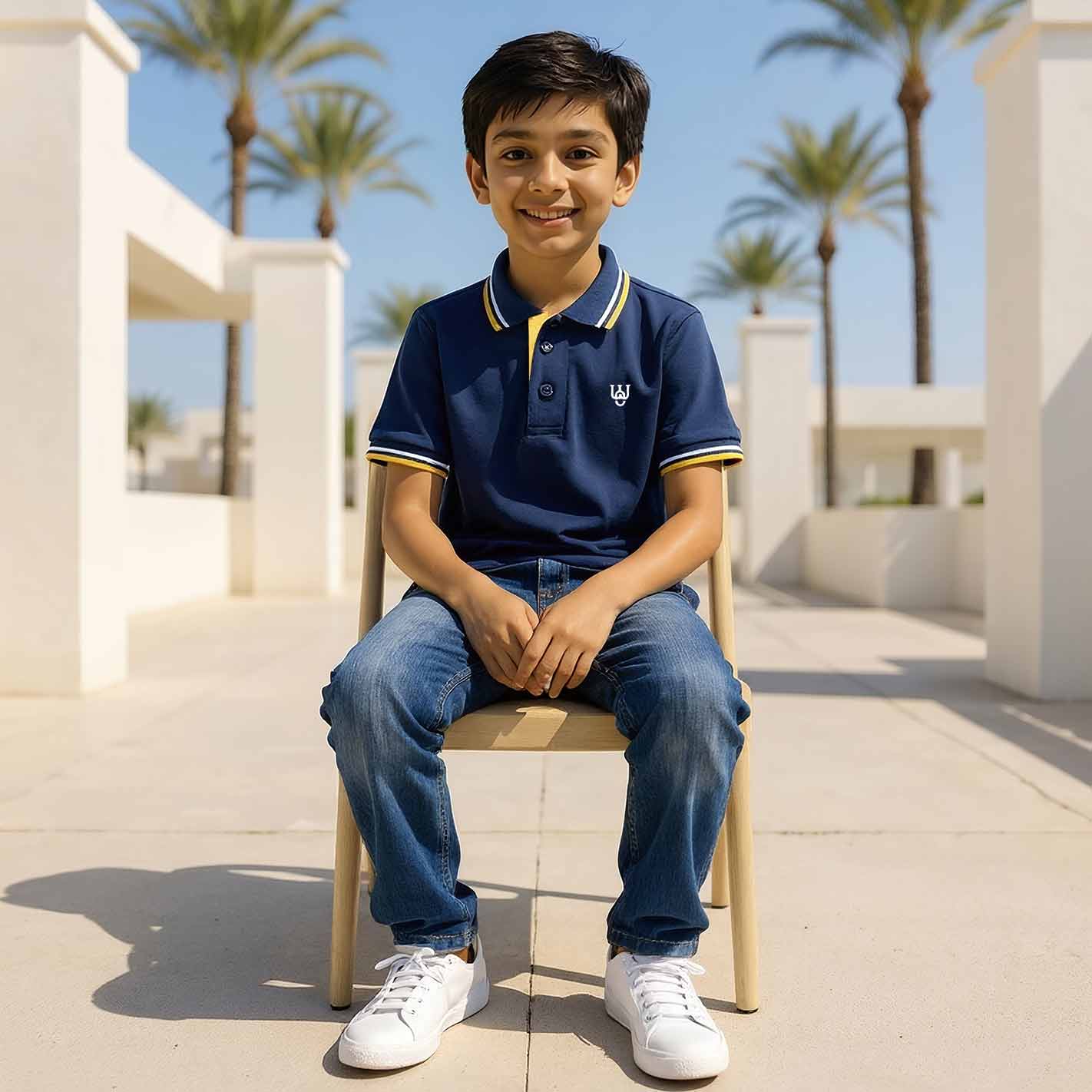 Kids Solid Polo - Navy - Image 5