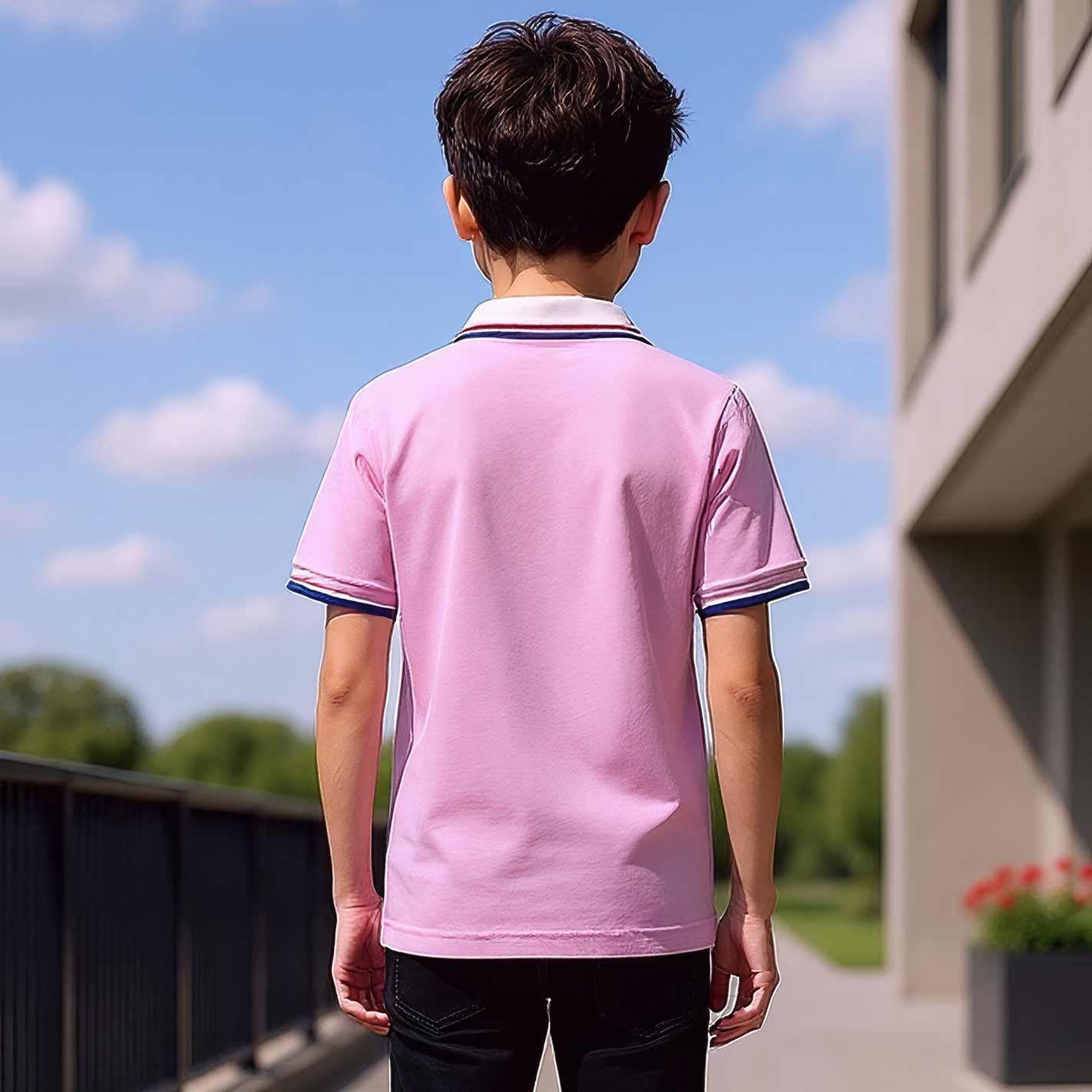 Kids Solid Polo - Tuscany Pink - Image 4