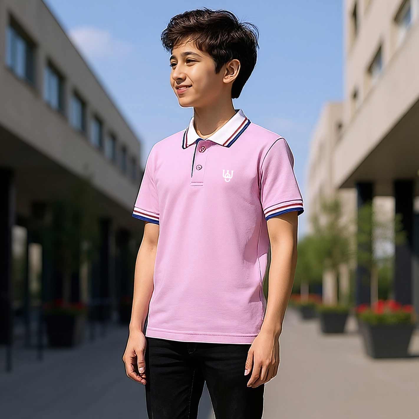 Kids Solid Polo - Tuscany Pink - Image 2