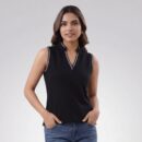 V Placket SL Polo - Black