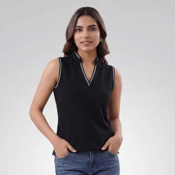 V Placket SL Polo - Black