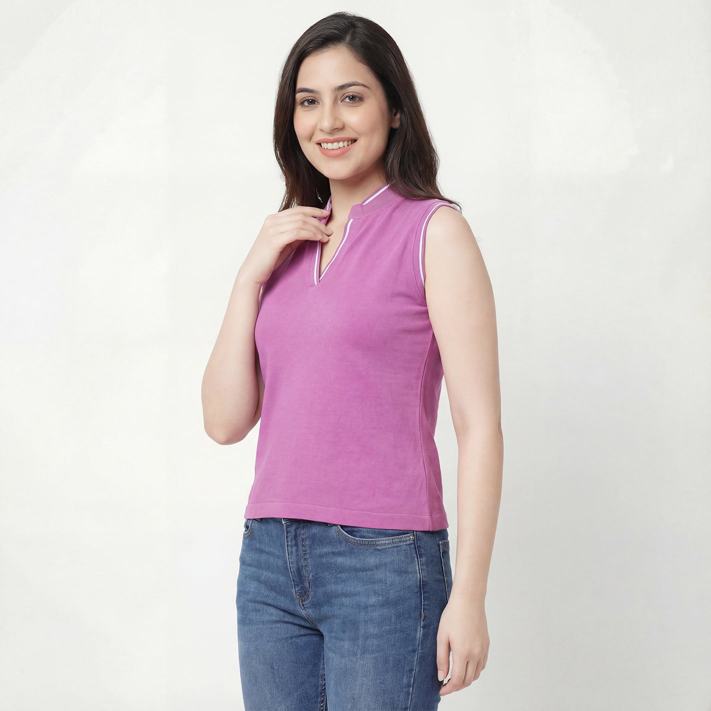 V Placket SL Polo - Lavender - Image 5