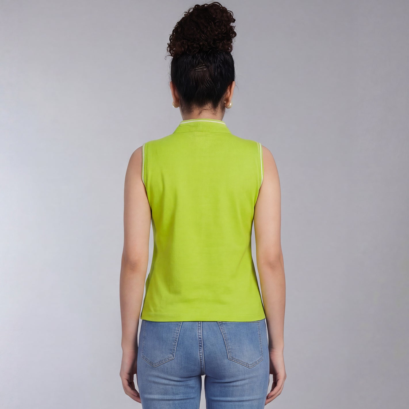 V Placket SL Polo - Lime Punch - Image 4