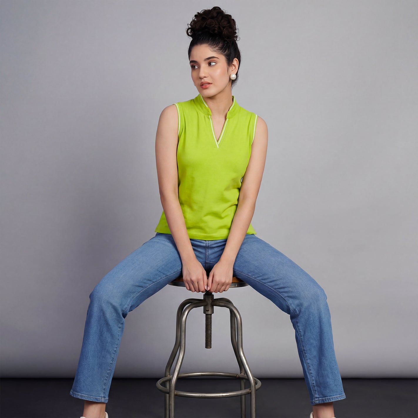 V Placket SL Polo - Lime Punch - Image 5