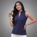 V Placket SL Polo - Navy