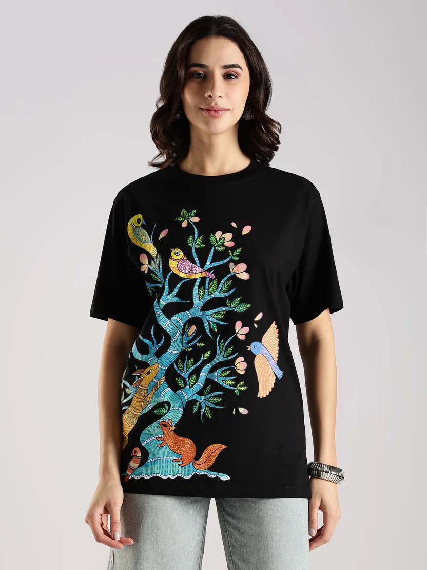 Vriksha Leela Oversized T-Shirt – Kaal Black - Image 7